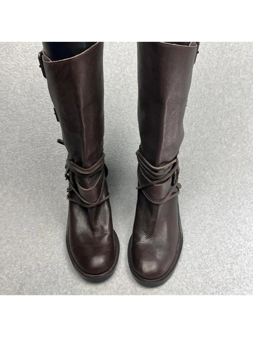 Vince Camuto Womens Leather Skylas Boots 9.5 Moto Biker Western Cowboy Brown